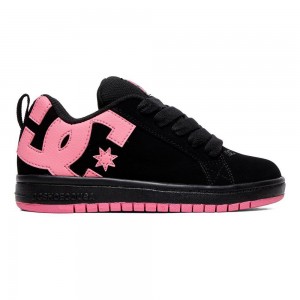 Zapatillas Skate DC Shoes Court Graffik Niños Negras Rosas | SHAY-08129