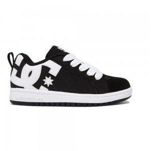 Zapatillas Skate DC Shoes Court Graffik Niños Negras Blancas | ZJDF-98463