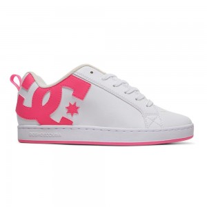 Zapatillas Skate DC Shoes Court Graffik Mujer Blancas Rosas | ZAGR-17845