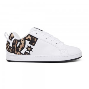 Zapatillas Skate DC Shoes Court Graffik Mujer Blancas Leopardo | RULY-72419