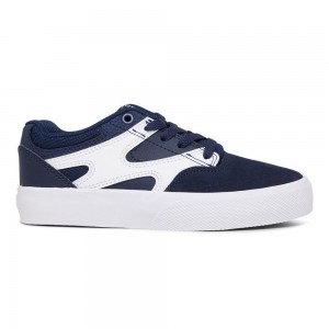 Zapatillas Skate DC Shoes Kalis Vulc Niños Azul Marino Blancas | BGLJ-93175