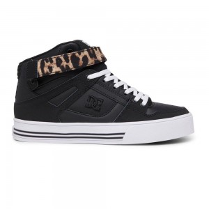 Zapatillas Skate DC Shoes Pure Mujer Negras Leopardo | GWUL-89024