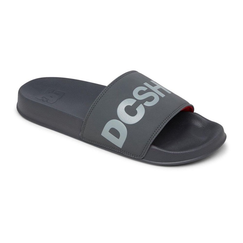 Sandalias DC Shoes Slides Hombre Gris Rojas | WYLU-21063