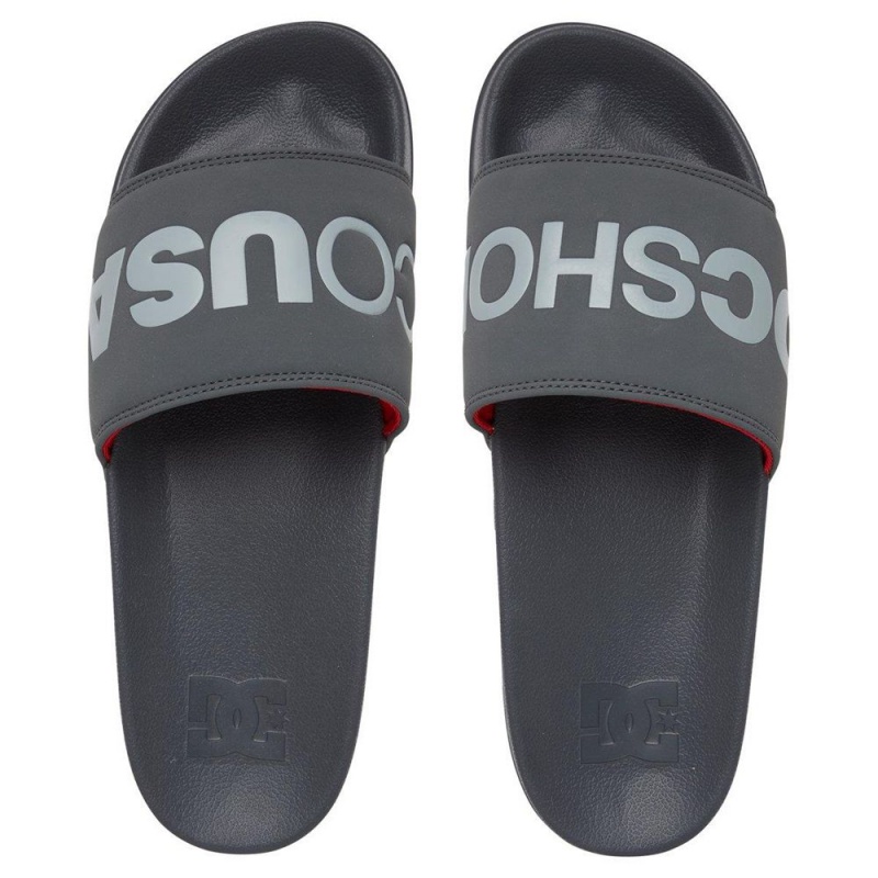 Sandalias DC Shoes Slides Hombre Gris Rojas | WYLU-21063