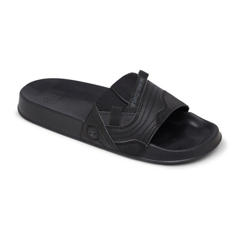 Sandalias DC Shoes Slides Hombre Negras Gris | KIRF-18243