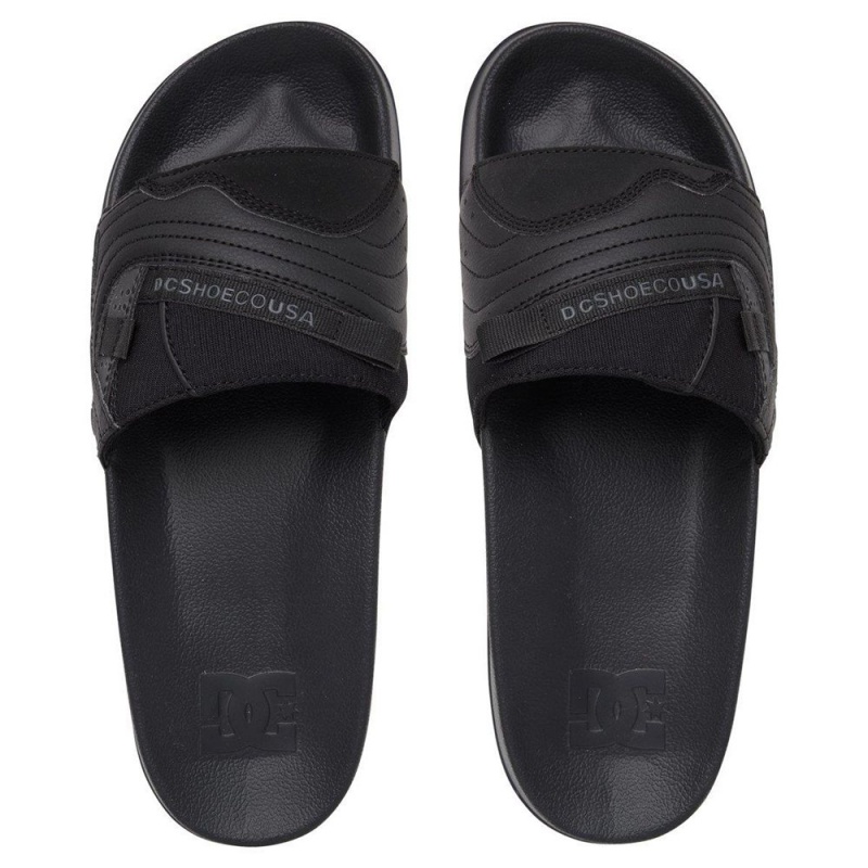 Sandalias DC Shoes Slides Hombre Negras Gris | KIRF-18243