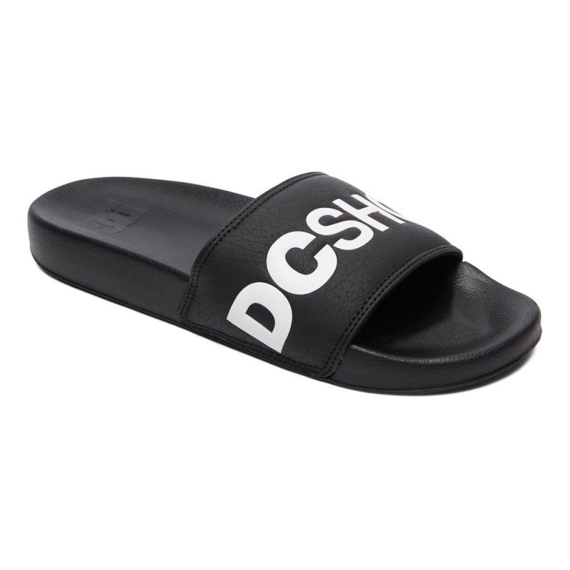 Sandalias DC Shoes Slides Hombre Negras Blancas | KVFB-59218