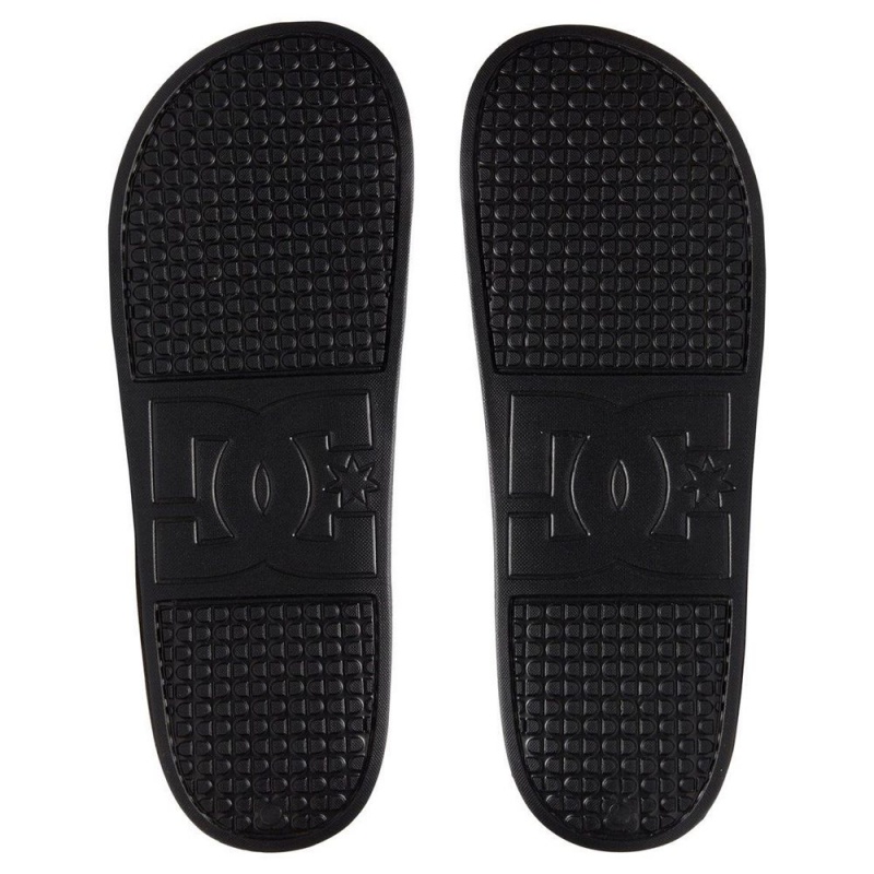 Sandalias DC Shoes Slides Hombre Negras Blancas | KVFB-59218