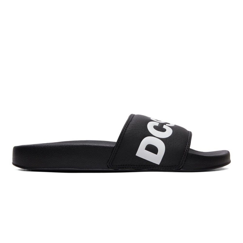 Sandalias DC Shoes Slides Hombre Negras Blancas | KVFB-59218