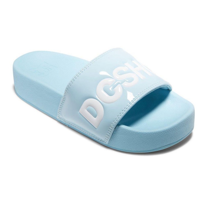 Sandalias DC Shoes Slides Mujer Azules Blancas | SPUK-95781