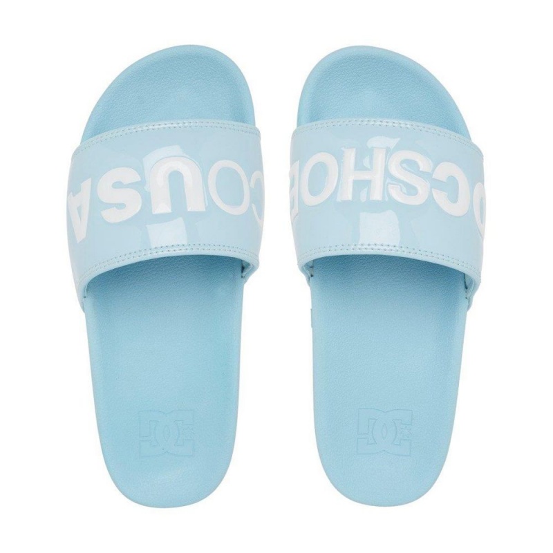 Sandalias DC Shoes Slides Mujer Azules Blancas | SPUK-95781