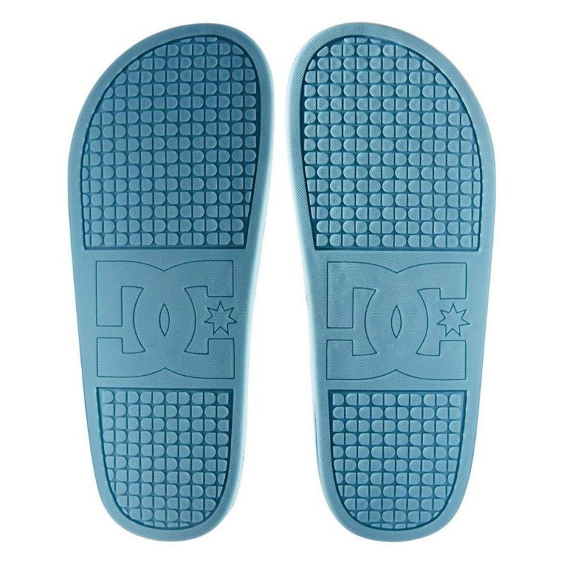 Sandalias DC Shoes Slides Mujer Azules Blancas | SPUK-95781