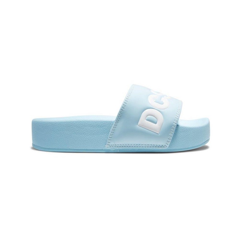 Sandalias DC Shoes Slides Mujer Azules Blancas | SPUK-95781