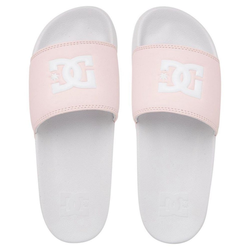 Sandalias DC Shoes Slides Mujer Blancas Rosas | TXUO-87230