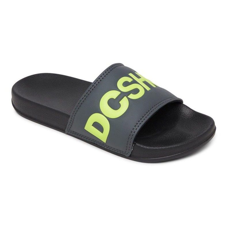 Sandalias DC Shoes Slides Niños Gris Amarillo | PICB-26714