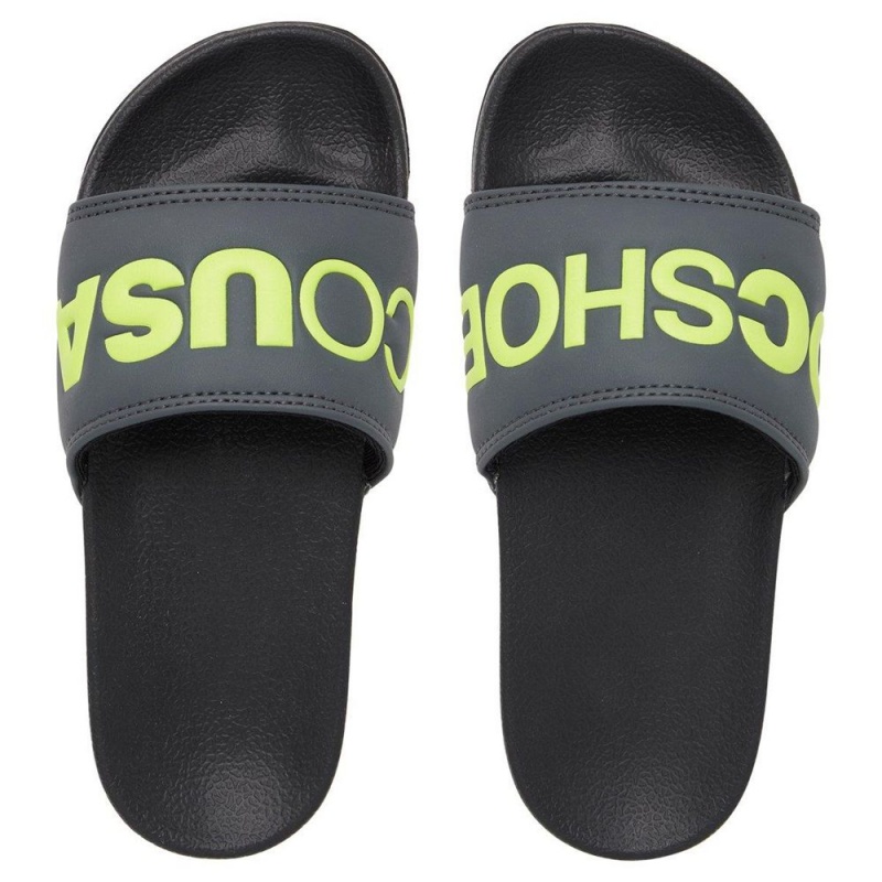 Sandalias DC Shoes Slides Niños Gris Amarillo | PICB-26714