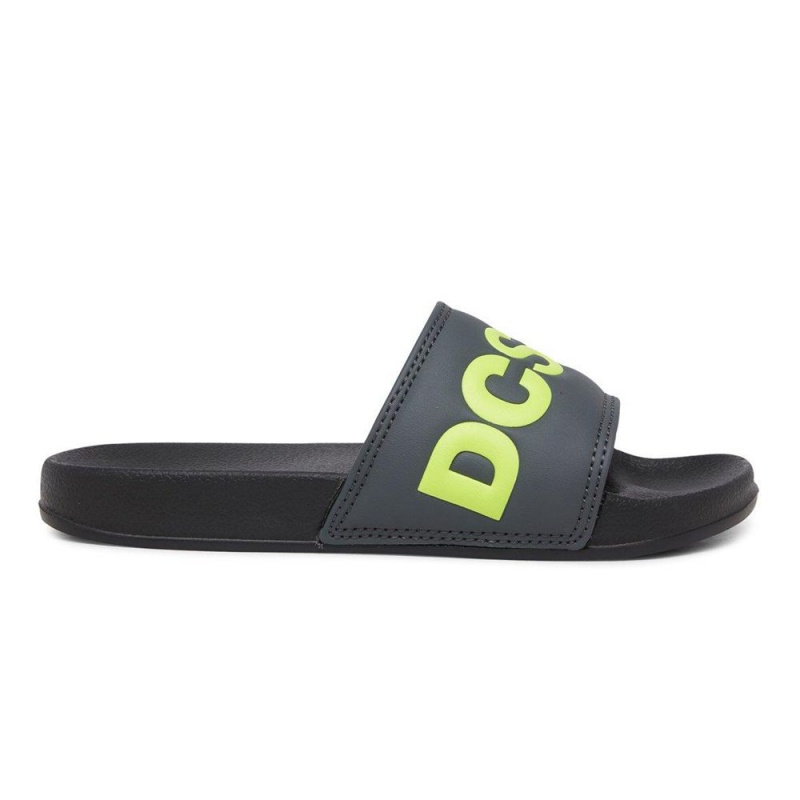 Sandalias DC Shoes Slides Niños Gris Amarillo | PICB-26714