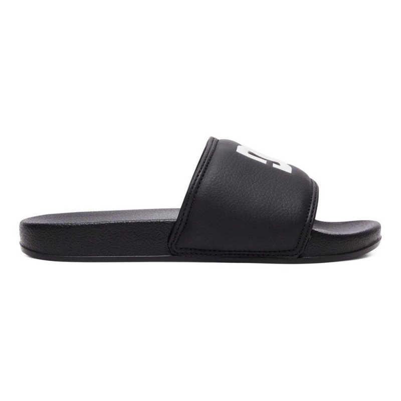 Sandalias DC Shoes Slides Niños Negras Blancas | KLGH-61390