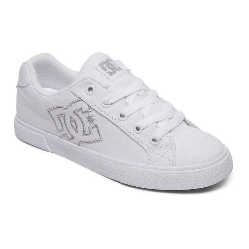 Zapatillas Skate DC Shoes Chelsea Mujer Blancas Plateadas | FETO-45612