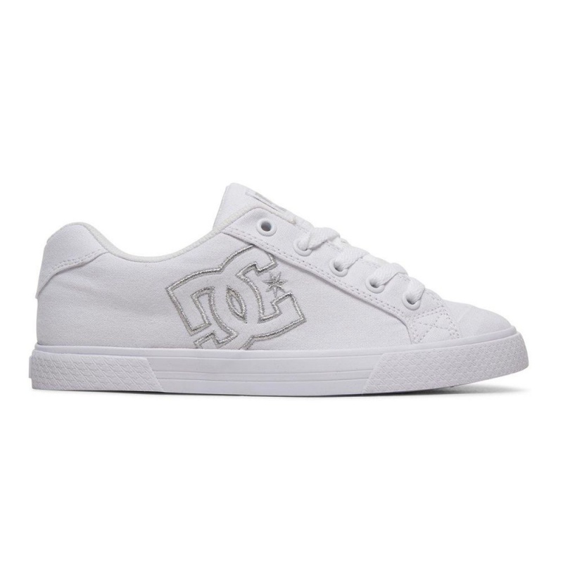 Zapatillas Skate DC Shoes Chelsea Mujer Blancas Plateadas | FETO-45612