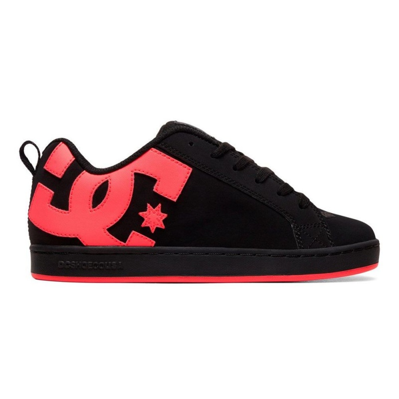 Zapatillas Skate DC Shoes Court Graffik Mujer Negras Rosas Oscuro | RHWG-93271