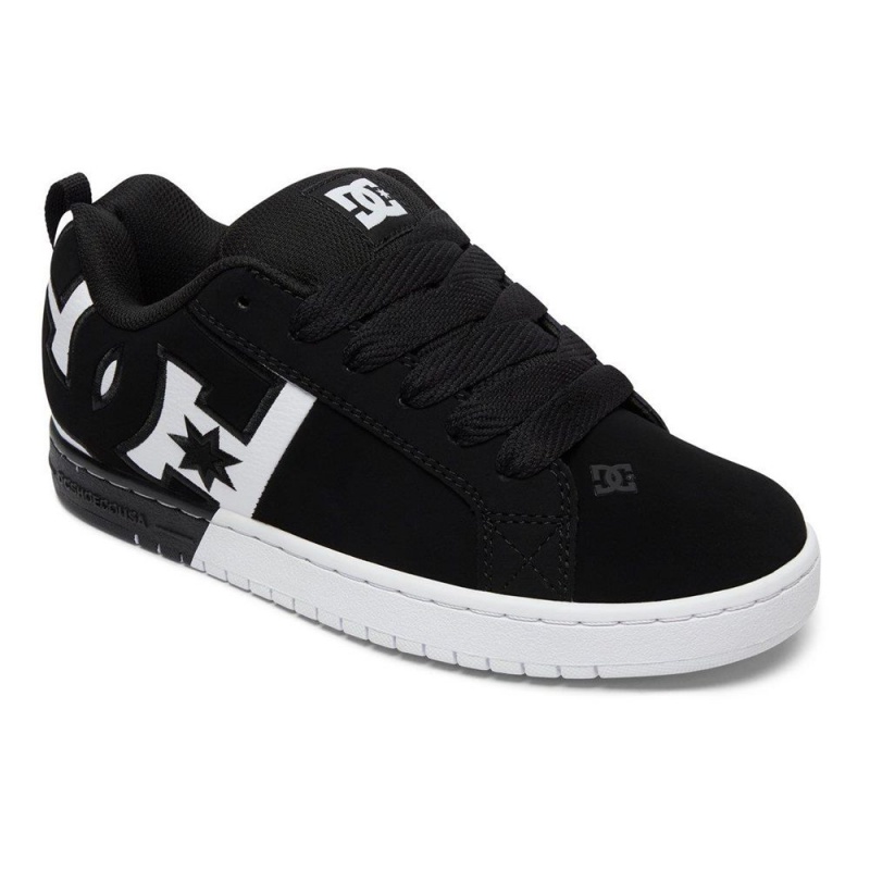 Zapatillas Skate DC Shoes Court Graffik Hombre Negras Blancas | ZDGV-08956