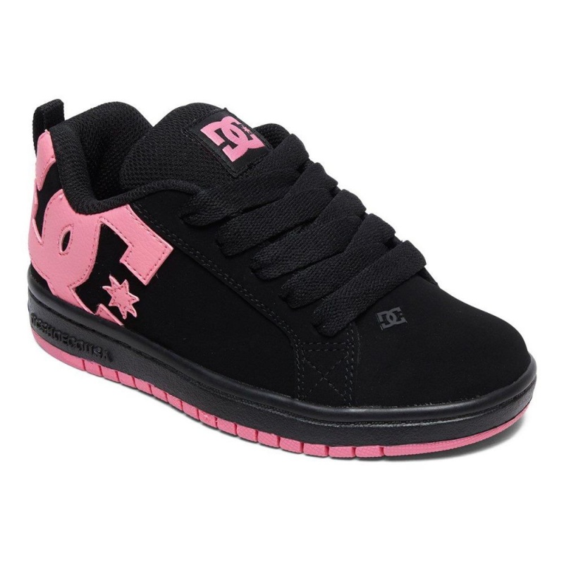 Zapatillas Skate DC Shoes Court Graffik Niños Negras Rosas | SHAY-08129