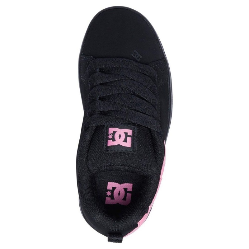 Zapatillas Skate DC Shoes Court Graffik Niños Negras Rosas | SHAY-08129