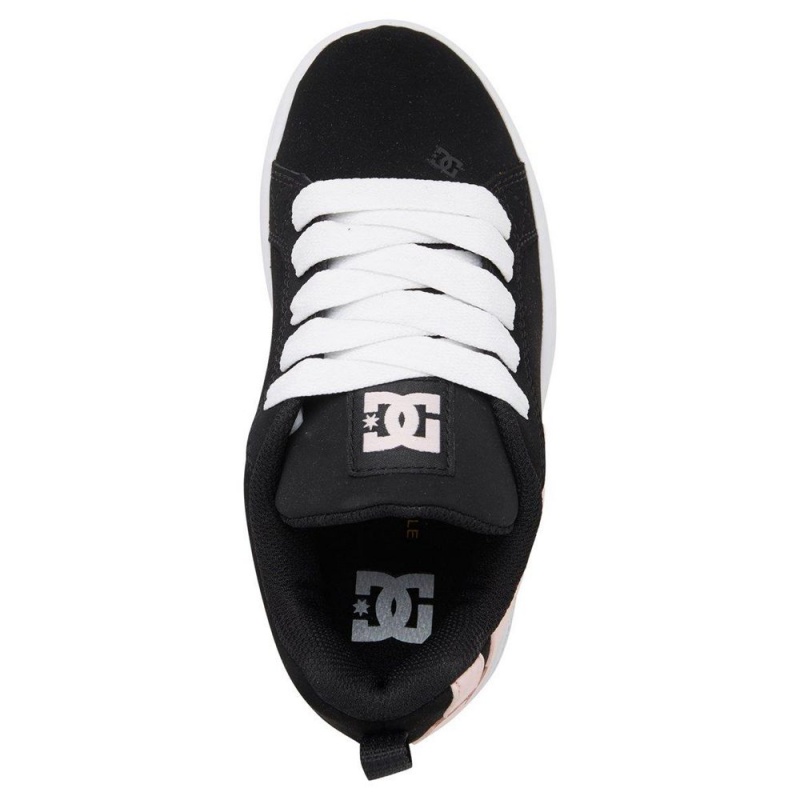 Zapatillas Skate DC Shoes Court Graffik Niños Negras Rosas Claro | TMGS-21679