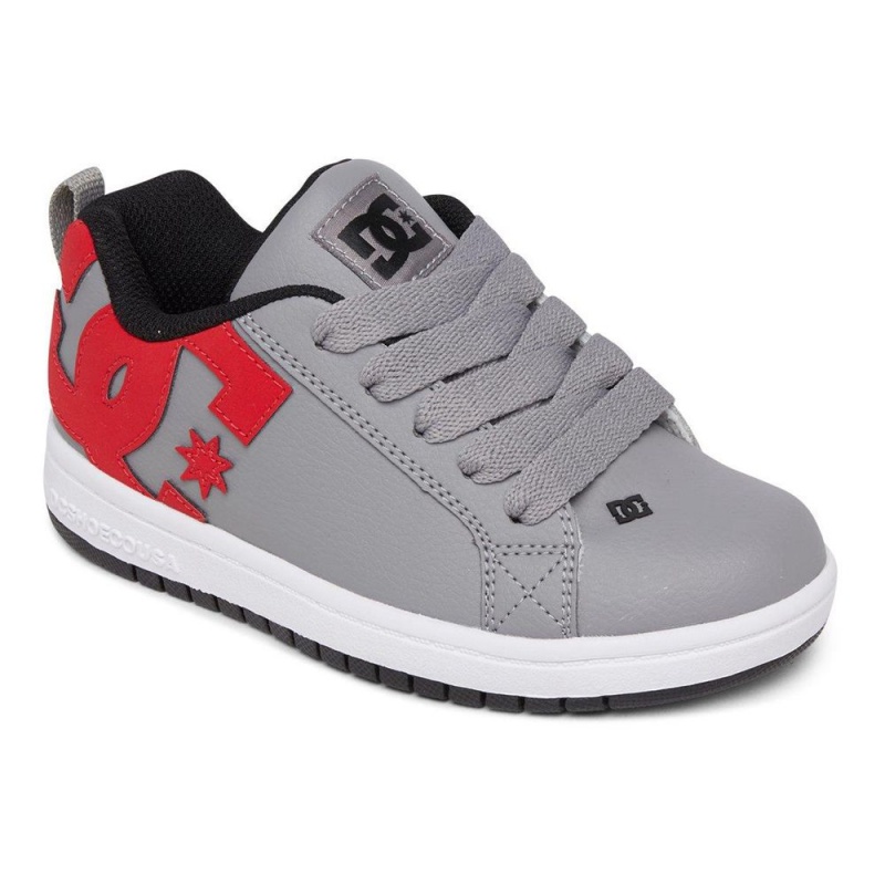 Zapatillas Skate DC Shoes Court Graffik Niños Gris Rojas | QFJU-84096