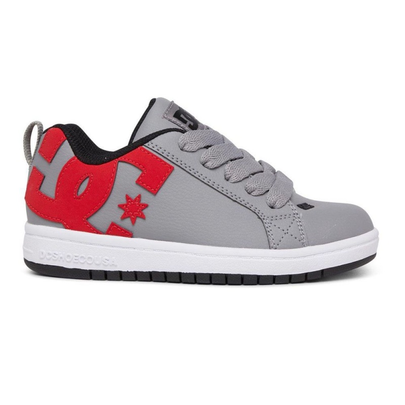 Zapatillas Skate DC Shoes Court Graffik Niños Gris Rojas | QFJU-84096