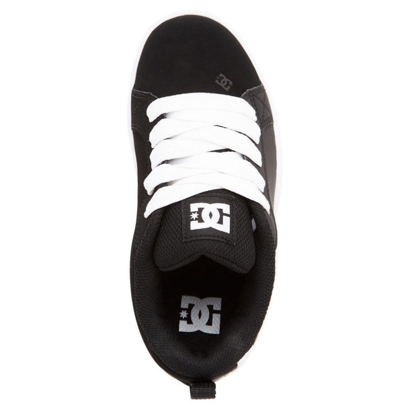 Zapatillas Skate DC Shoes Court Graffik Niños Negras Blancas | ZJDF-98463