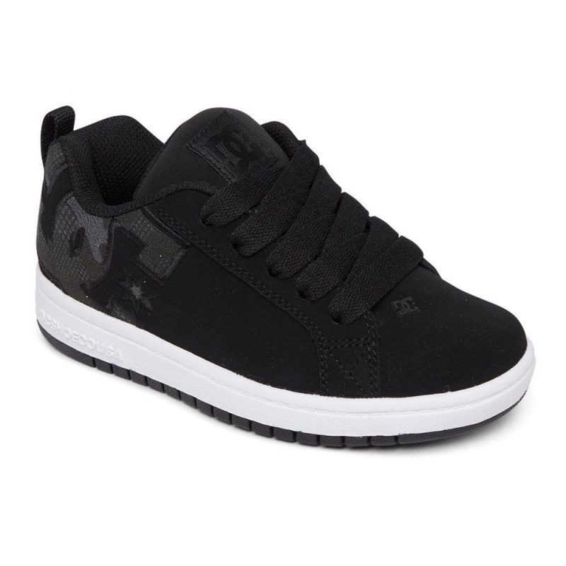 Zapatillas Skate DC Shoes Court Graffik Niños Negras Gris | QRYK-60193