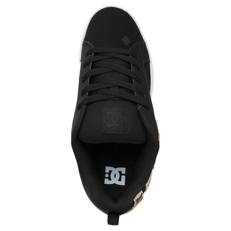 Zapatillas Skate DC Shoes Court Graffik Mujer Negras Leopardo | PUBM-50891