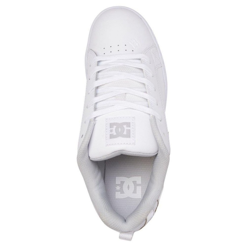 Zapatillas Skate DC Shoes Court Graffik Mujer Blancas Plateadas | GXZH-06175