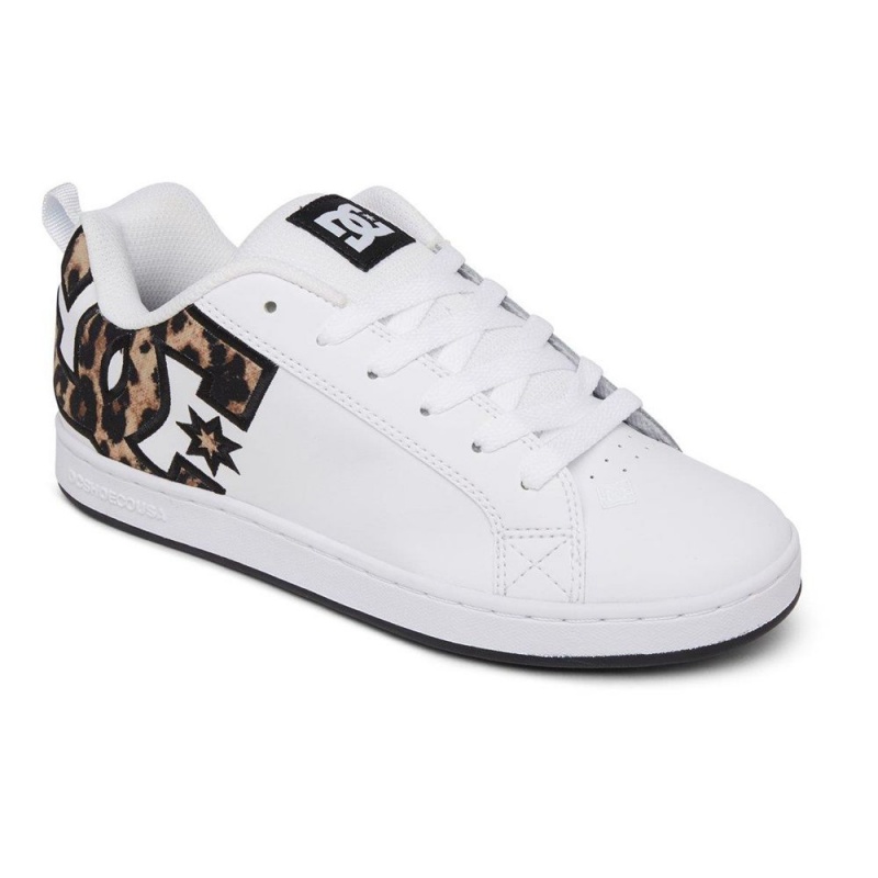 Zapatillas Skate DC Shoes Court Graffik Mujer Blancas Leopardo | RULY-72419