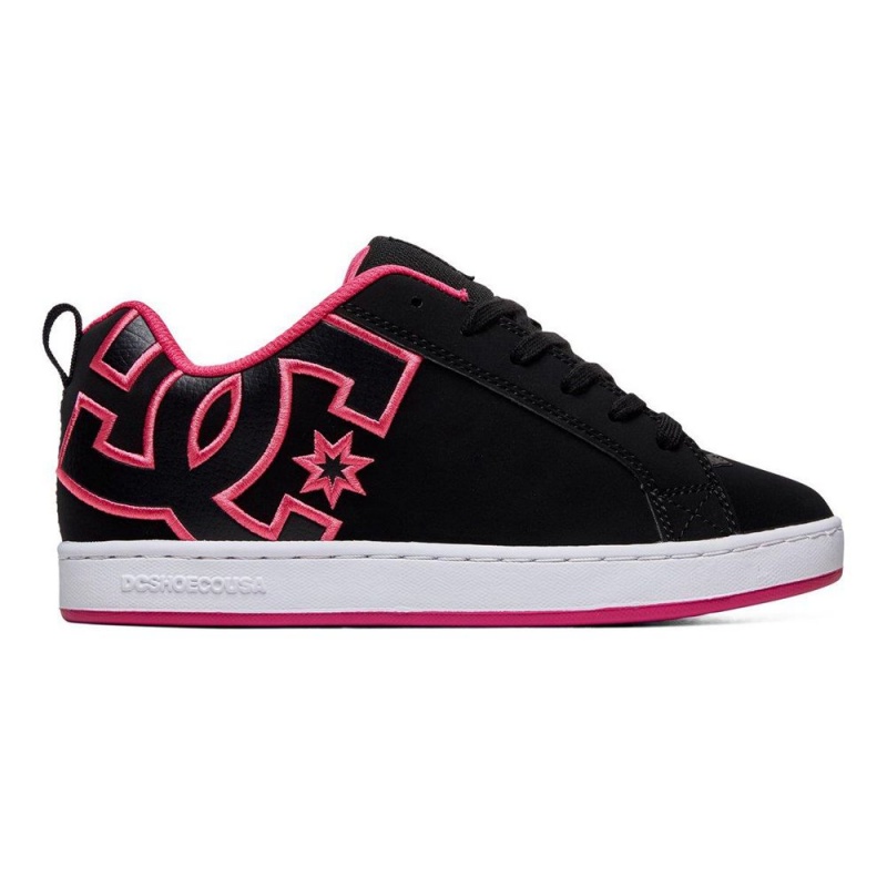 Zapatillas Skate DC Shoes Court Graffik Mujer Negras Rosas | GRXE-13865