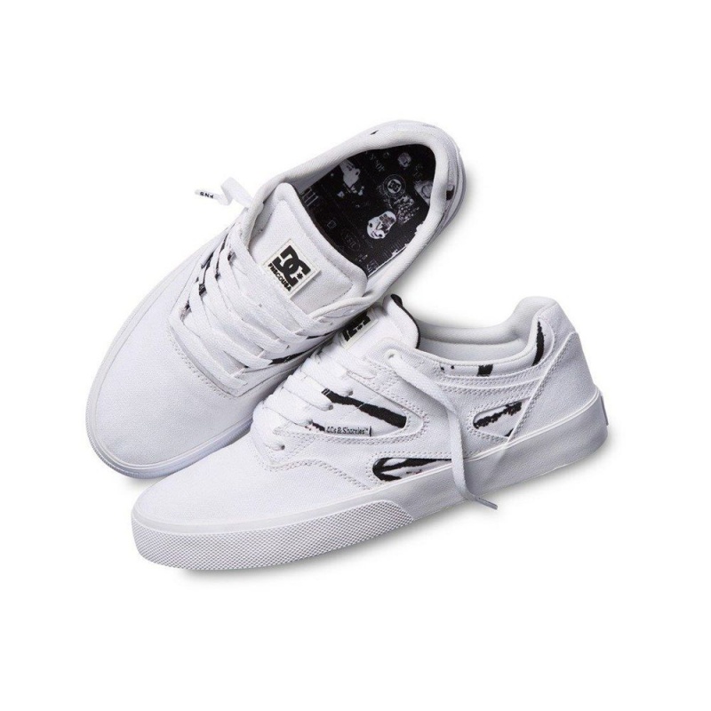 Zapatillas Skate DC Shoes Kalis Vulc Hombre Blancas Negras | SMFU-71523