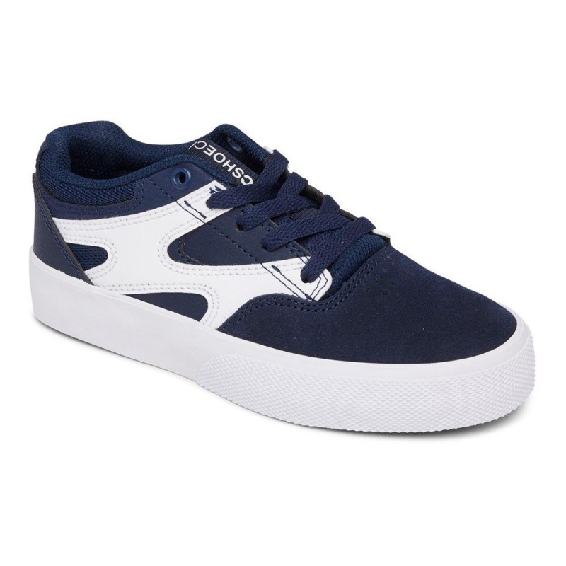 Zapatillas Skate DC Shoes Kalis Vulc Niños Azul Marino Blancas | BGLJ-93175