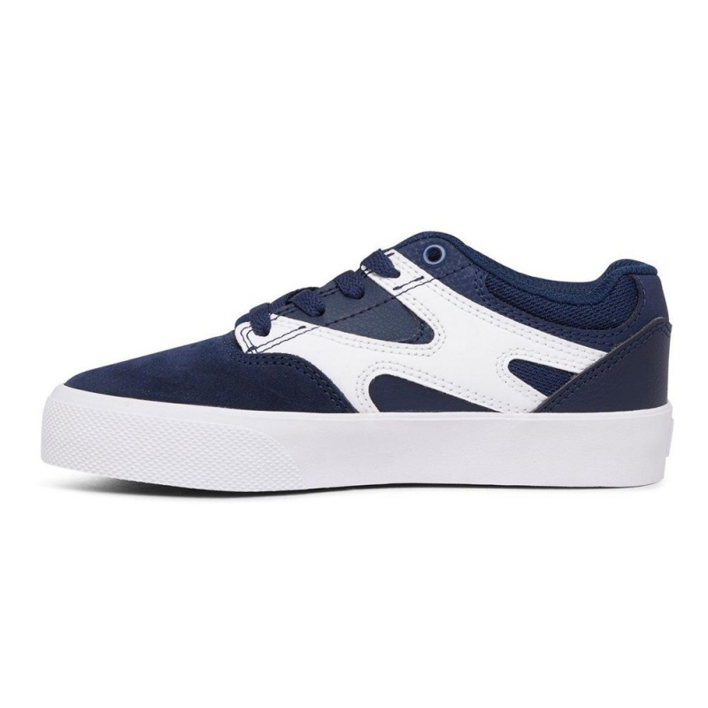 Zapatillas Skate DC Shoes Kalis Vulc Niños Azul Marino Blancas | BGLJ-93175