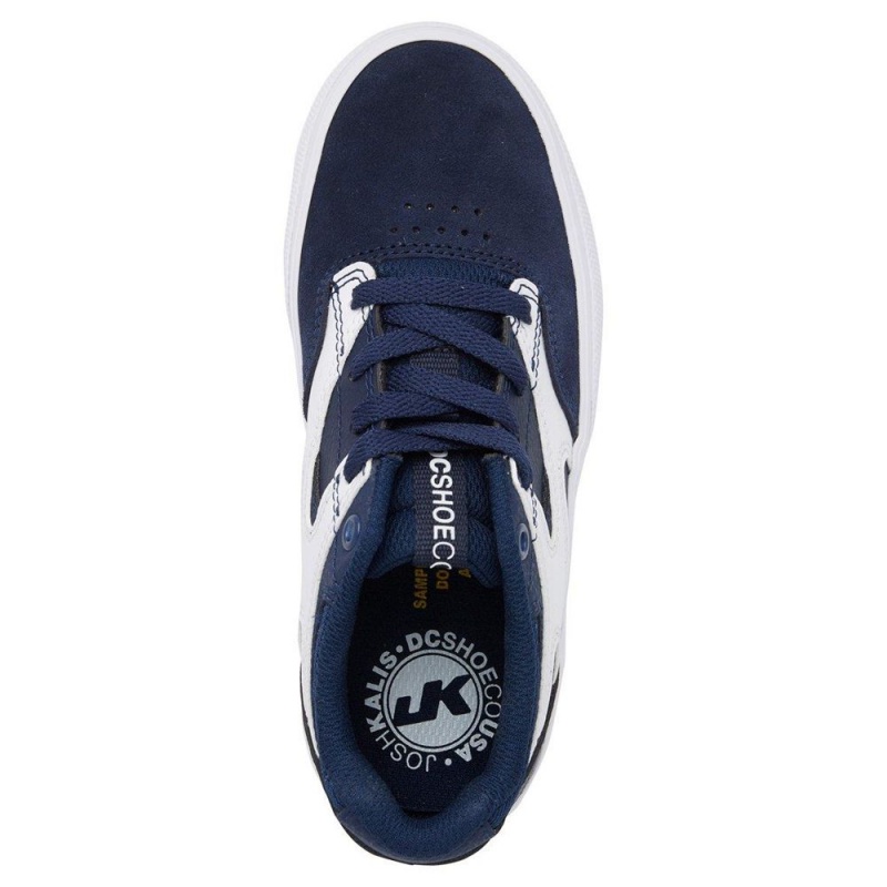 Zapatillas Skate DC Shoes Kalis Vulc Niños Azul Marino Blancas | BGLJ-93175