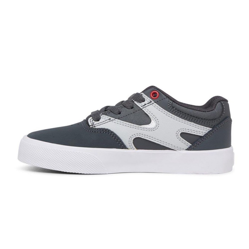 Zapatillas Skate DC Shoes Kalis Vulc Niños Gris Rojas | SVKI-04359