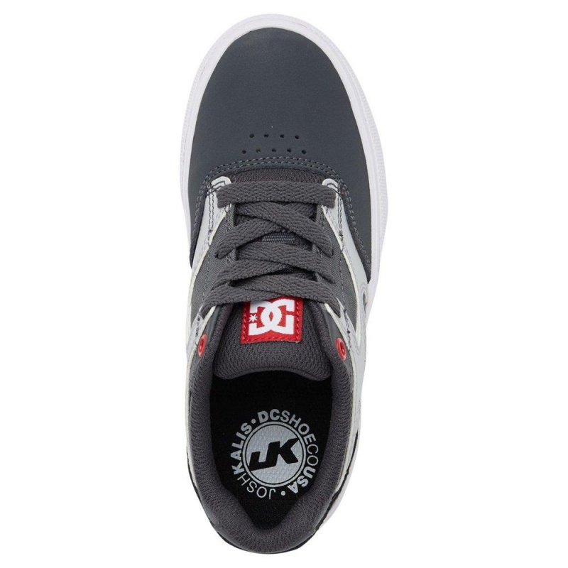 Zapatillas Skate DC Shoes Kalis Vulc Niños Gris Rojas | SVKI-04359