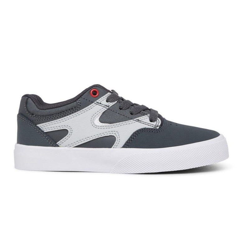 Zapatillas Skate DC Shoes Kalis Vulc Niños Gris Rojas | SVKI-04359