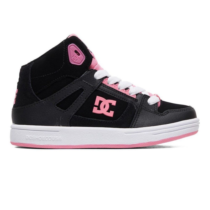 Zapatillas Skate DC Shoes Pure Niños Negras Rosas | HGSP-48910