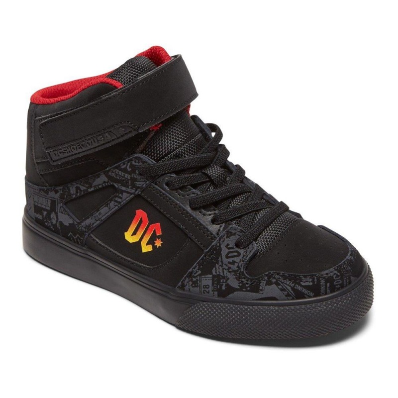 Zapatillas Skate DC Shoes Pure Niños Negras Rojas | IYVD-08614