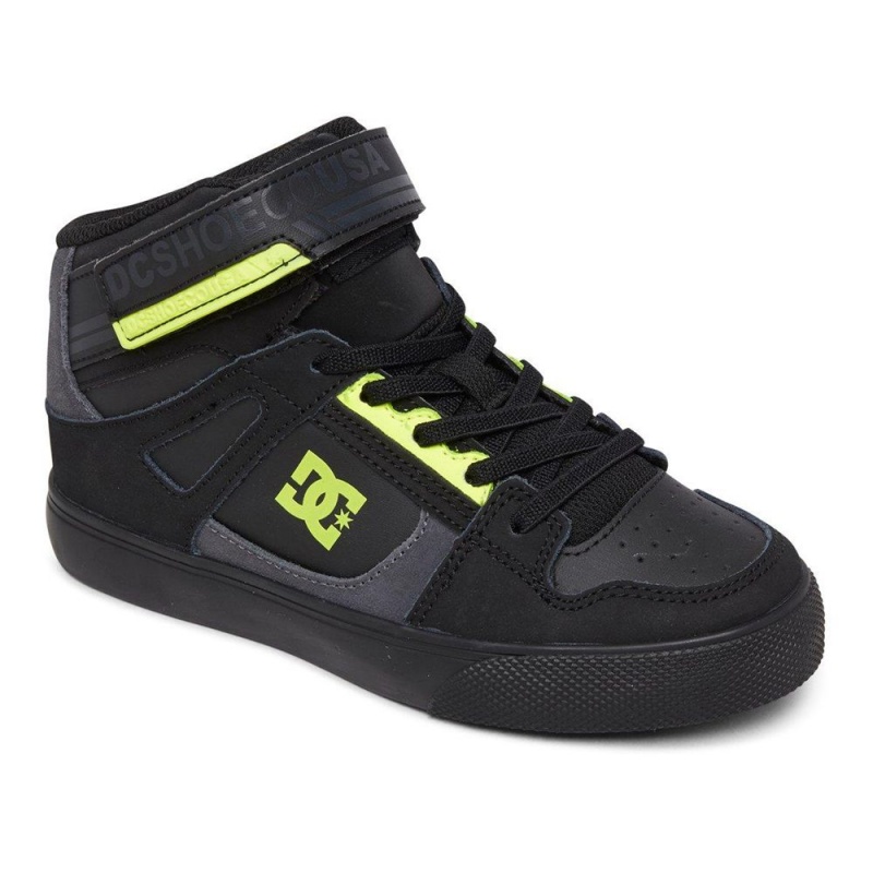 Zapatillas Skate DC Shoes Pure Niños Negras Amarillo | FYWT-35724