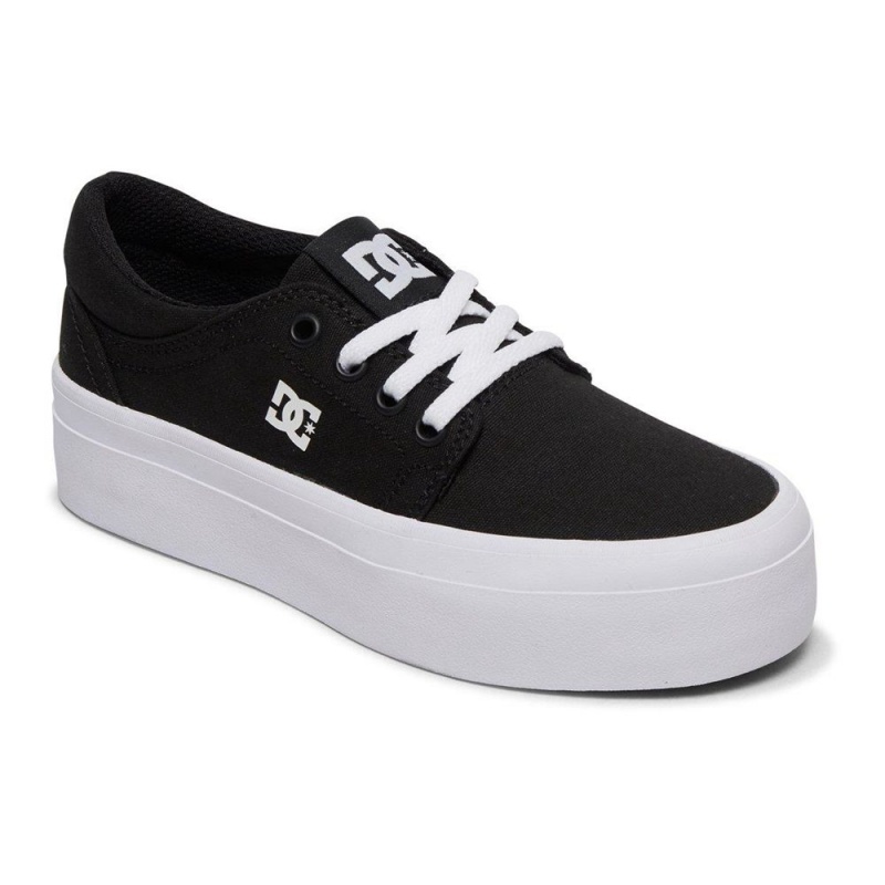 Zapatillas Skate DC Shoes Trase Niños Negras Blancas | WAYV-13890