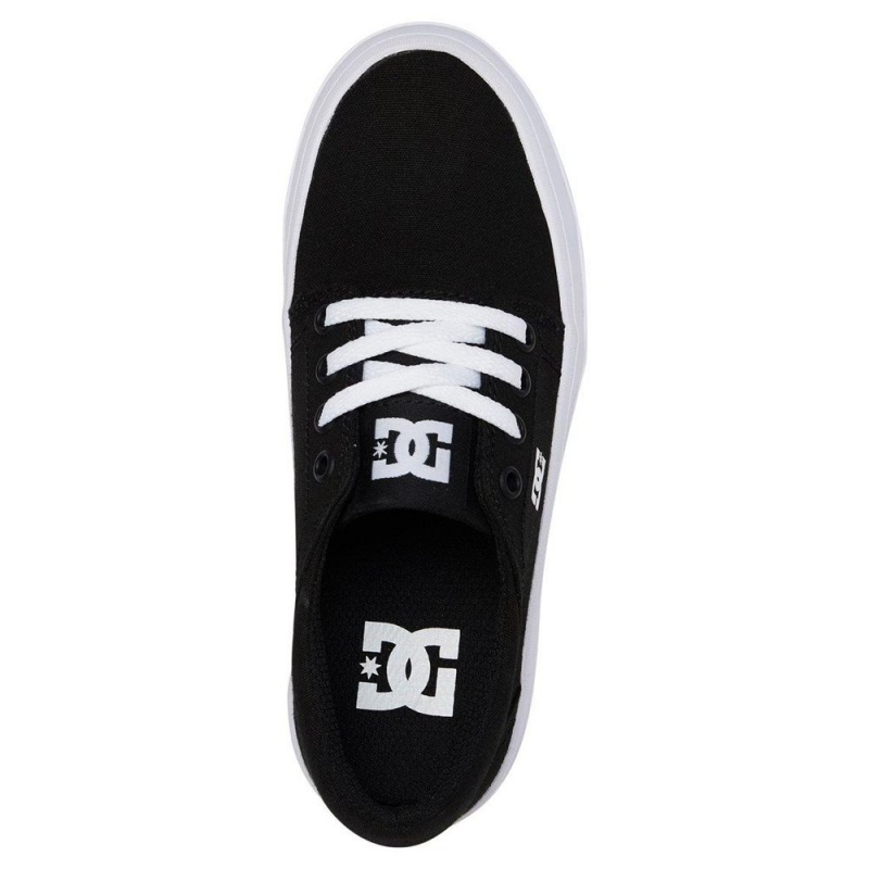 Zapatillas Skate DC Shoes Trase Niños Negras Blancas | WAYV-13890