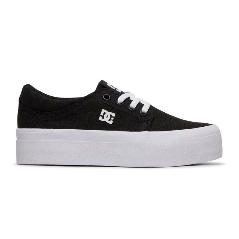 Zapatillas Skate DC Shoes Trase Niños Negras Blancas | WAYV-13890